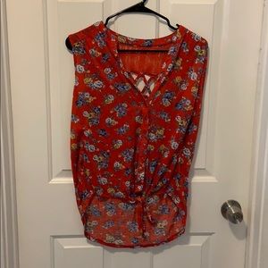Red Floral Tank Top